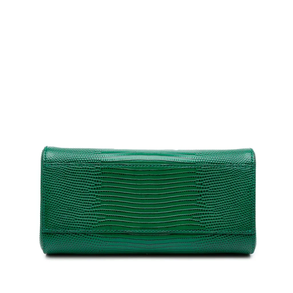 Dolce & Gabbana Small Iguana Embossed Calfskin Miss Sicily Satchel Green Leather Good - Inside View
