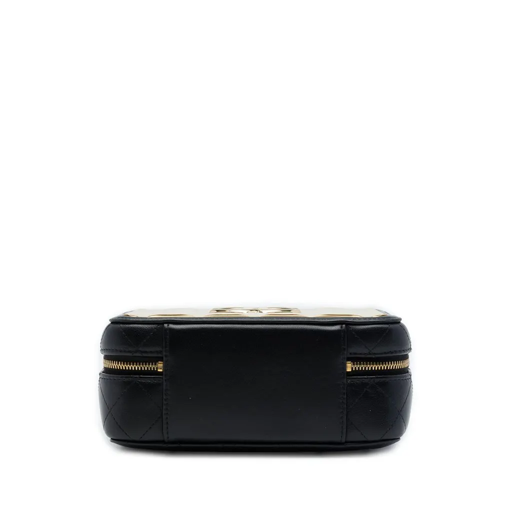 Chanel Medium Lambskin Golden Plate Vanity Case Gold Leather Very good - Inside View