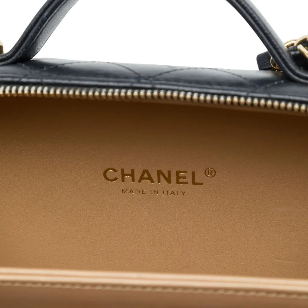 Chanel Medium Lambskin Golden Plate Vanity Case Gold Leather Very good - Box View