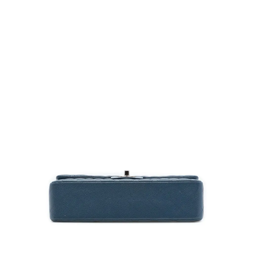 Chanel Medium Classic Caviar Double Flap Blue Leather Very good - Inside View
