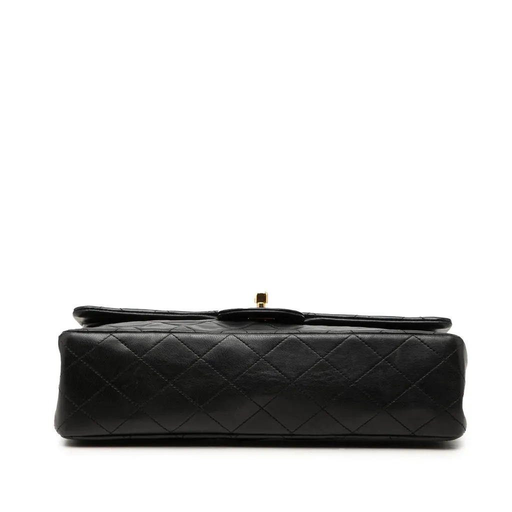 Chanel Medium Classic Lambskin Double Flap Black Leather Good - Inside View