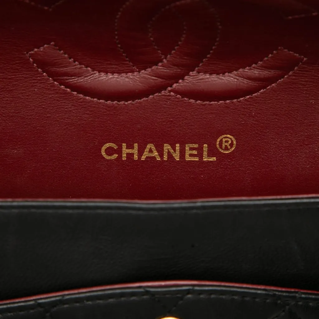 Chanel Medium Classic Lambskin Double Flap Black Leather Good - Box View