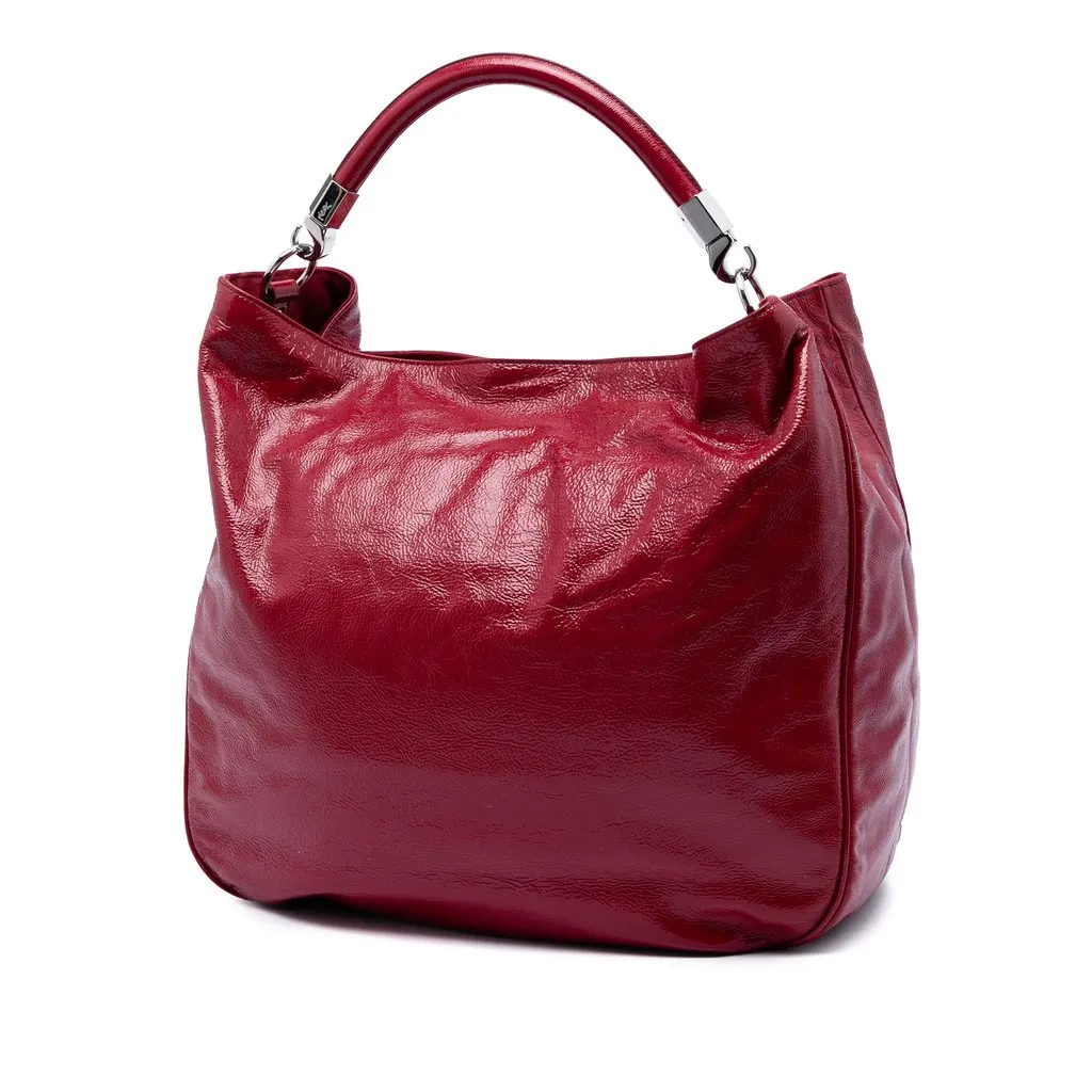Saint Laurent Crinkled Patent Roady Hobo Red Leather Very good - Back View