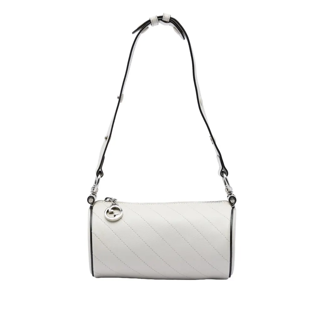 Gucci Mini Calfskin Blondie Barrel Shoulder Bag White Leather Very good - Front View