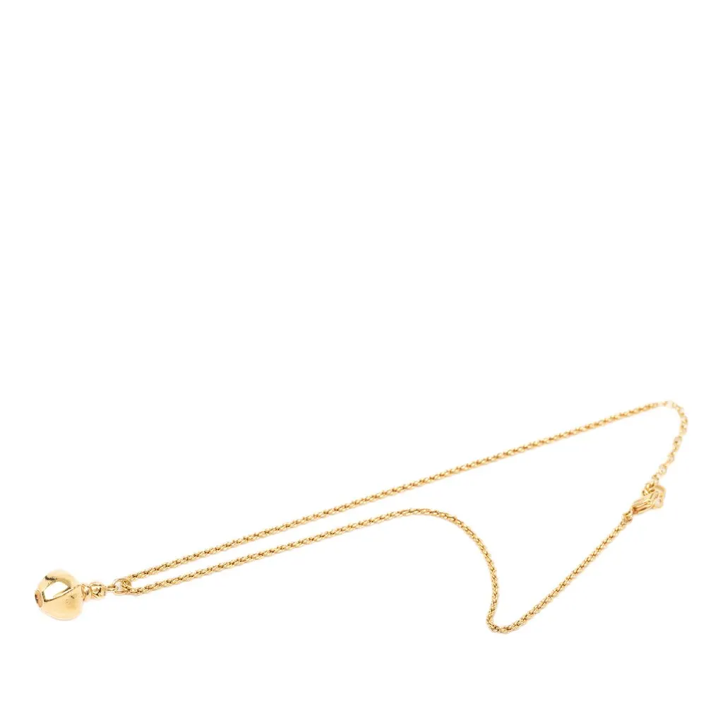 Dior Gold Plated Perfume Bottle Pendant Necklace Gold Metal Very good - Front View