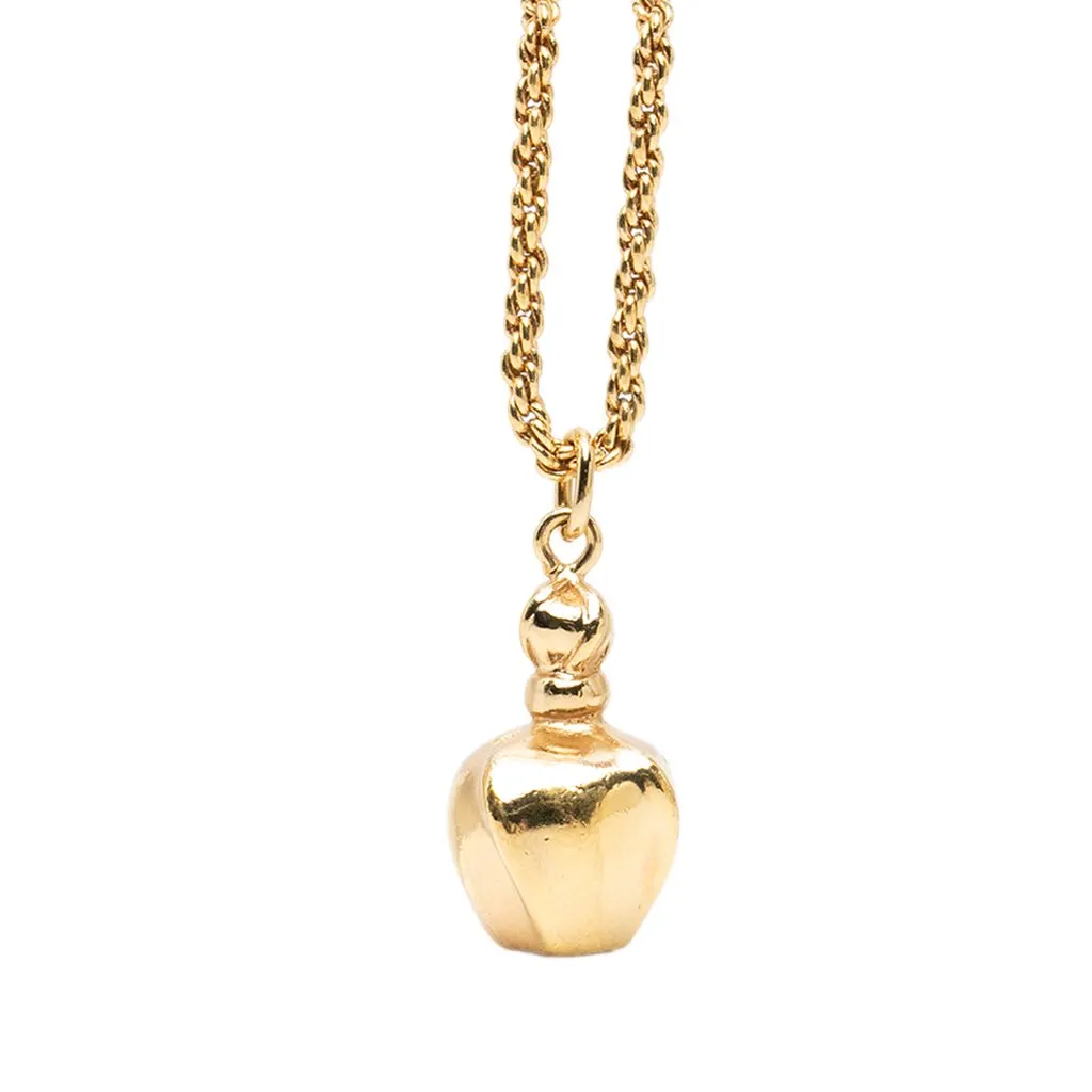 Dior Gold Plated Perfume Bottle Pendant Necklace Gold Metal Very good - Back View