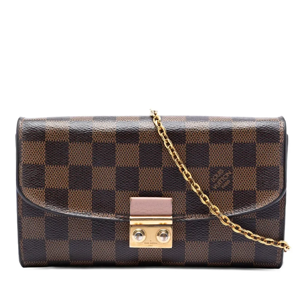 Louis Vuitton Damier Ebene Croisette Chain Wallet Brown Very good - Front View
