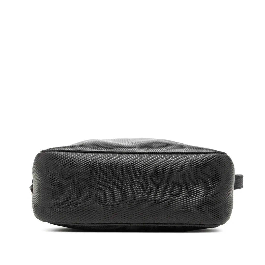 Salvatore Ferragamo Lizard Embossed Leather Vara Crossbody Black Leather Good - Inside View