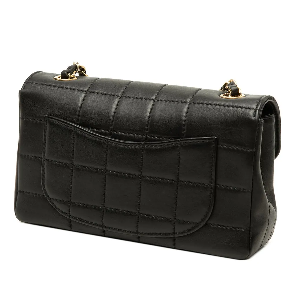 Chanel Chocolate Bar Lambskin Single Flap Black Leather Good - Back View