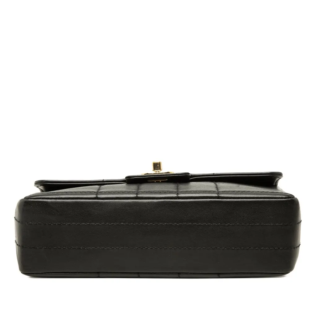 Chanel Chocolate Bar Lambskin Single Flap Black Leather Good - Inside View