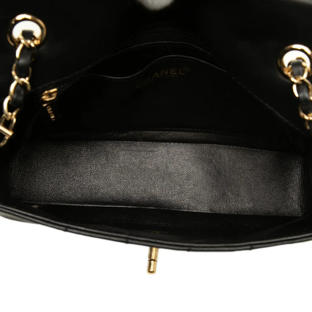 Chanel Chocolate Bar Lambskin Single Flap Black Leather Good - Model View