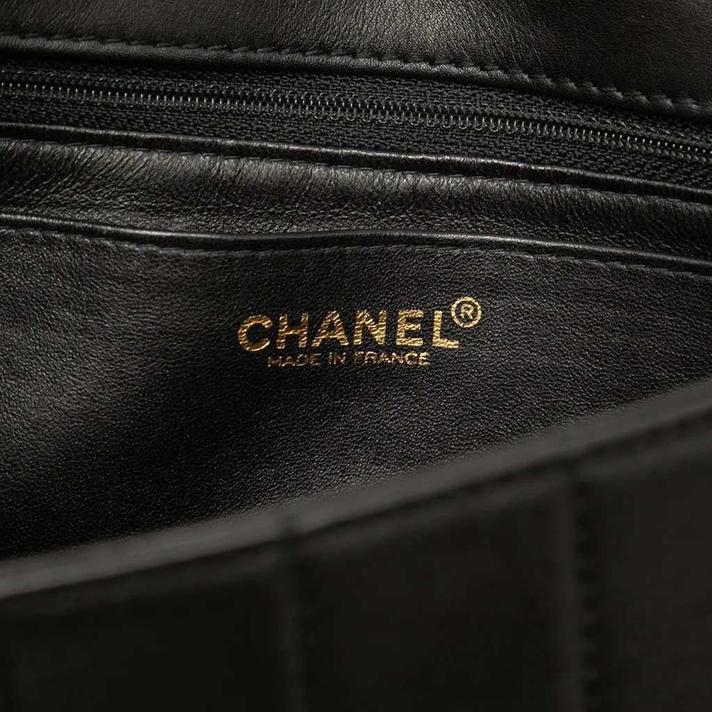 Chanel Chocolate Bar Lambskin Single Flap Black Leather Good - Box View