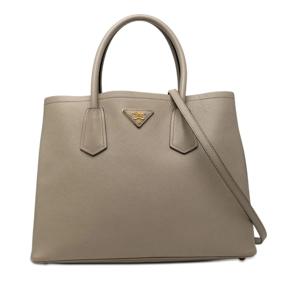 Prada Medium Saffiano Cuir Double Satchel MultiColor Leather Very good - Front View