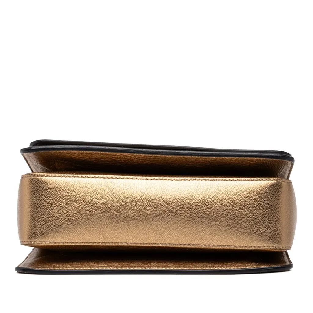 Salvatore Ferragamo Metallic Calfskin Gancini Seila Top Handle Bag Gold Leather Very good - Inside View