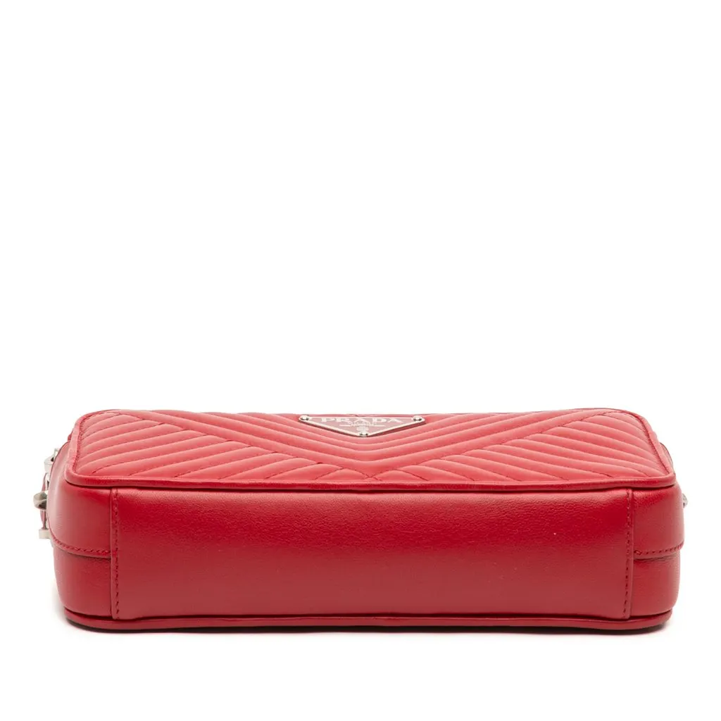 Prada Mini Soft Calf Impunture Diagramme Double Zip Bag Red Leather Very good - Inside View