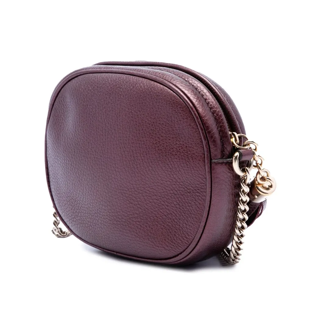 Gucci Mini Metallic Pebbled Calfskin Soho Chain Crossbody Purple Leather Very good - Back View