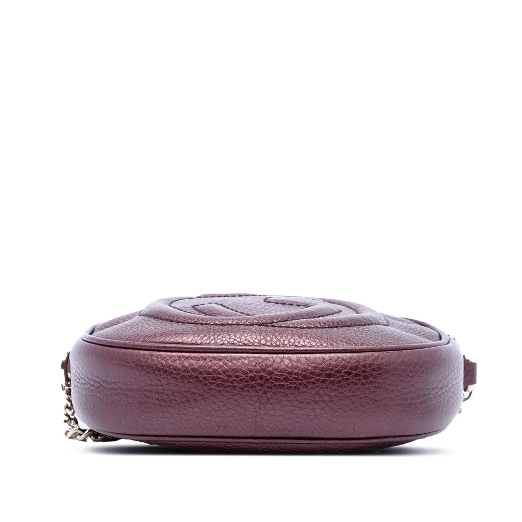 Gucci Mini Metallic Pebbled Calfskin Soho Chain Crossbody Purple Leather Very good - Inside View