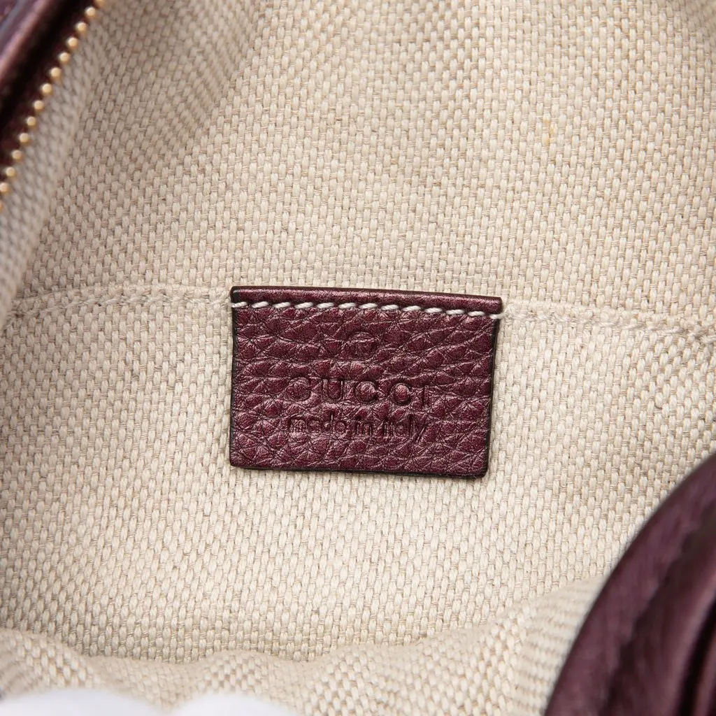 Gucci Mini Metallic Pebbled Calfskin Soho Chain Crossbody Purple Leather Very good - Box View