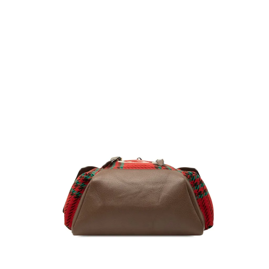 Gucci GG Wool Houndstooth and Stripe Backpack Red Wool Very good - Inside View