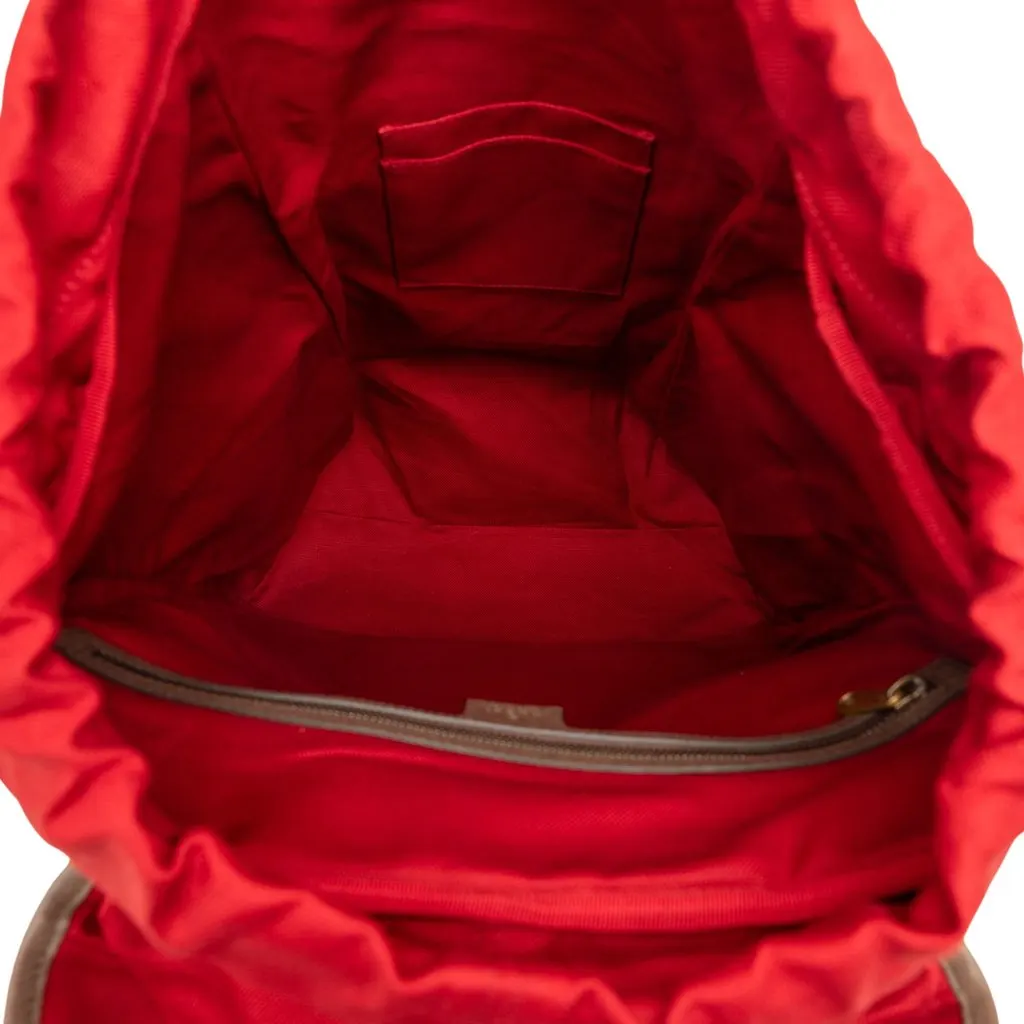 Gucci GG Wool Houndstooth and Stripe Backpack Red Wool Very good - Model View