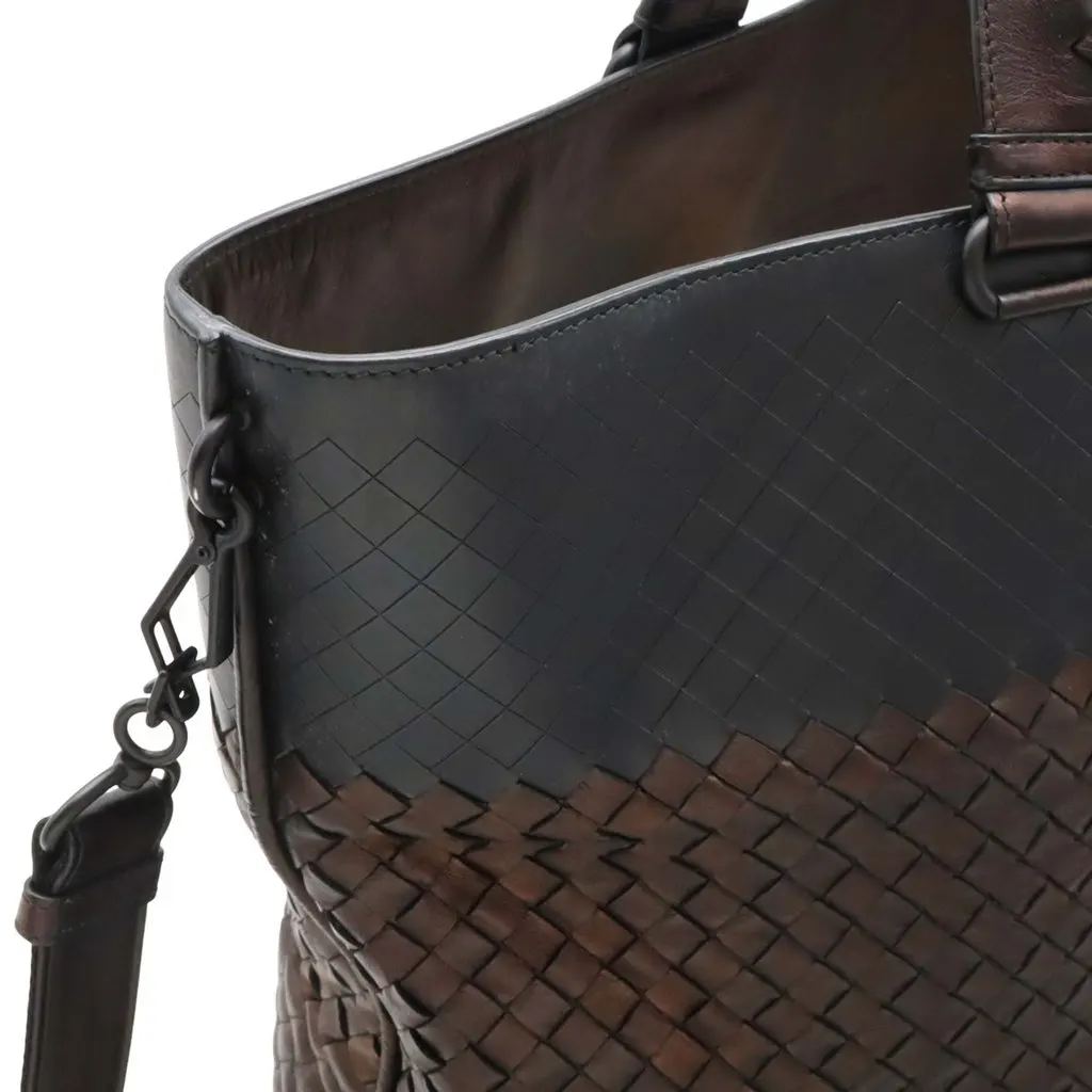 Bottega Veneta Bicolor Nappa Intrecciato Imperatore Convertible Tote Brown Leather Very good - Box View