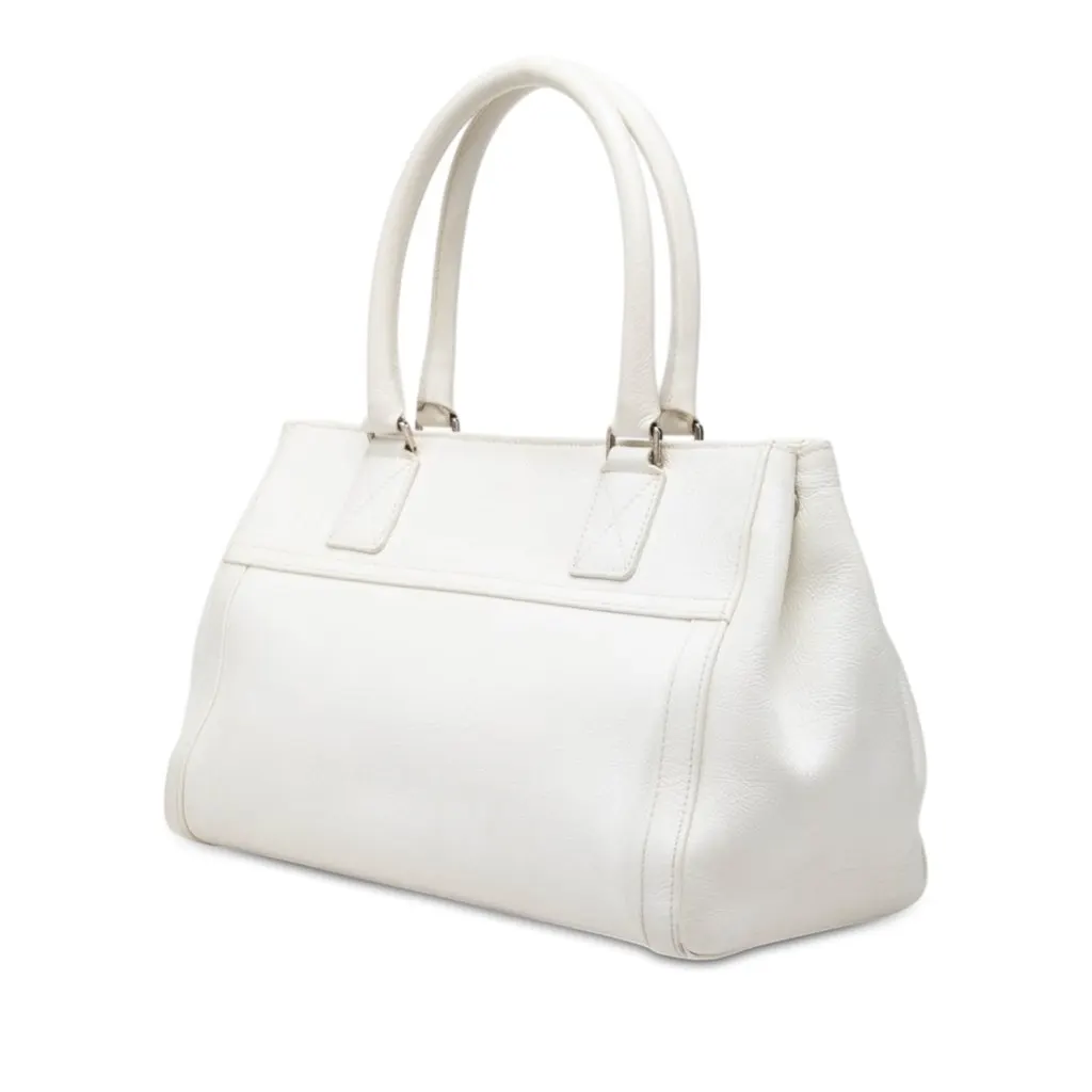 Dior Calfskin Flight Handbag White Leather Good - Back View