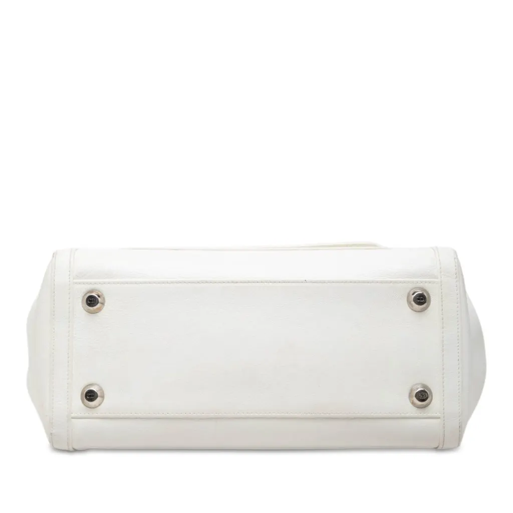Dior Calfskin Flight Handbag White Leather Good - Inside View