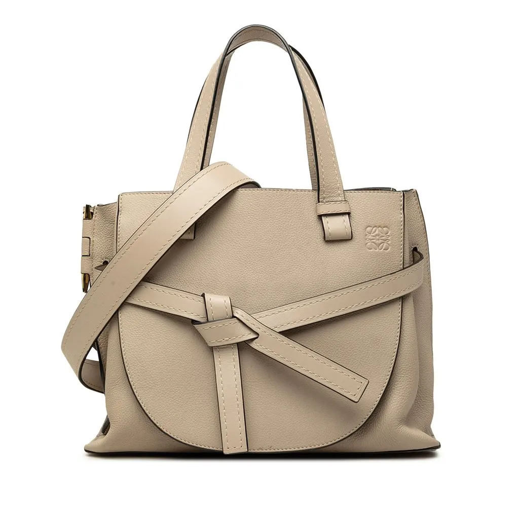 LOEWE Small Leather Gate Top Handle Satchel Beige Leather Very good - Front View