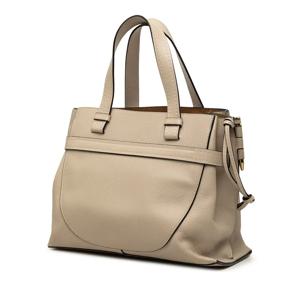 LOEWE Small Leather Gate Top Handle Satchel Beige Leather Very good - Back View