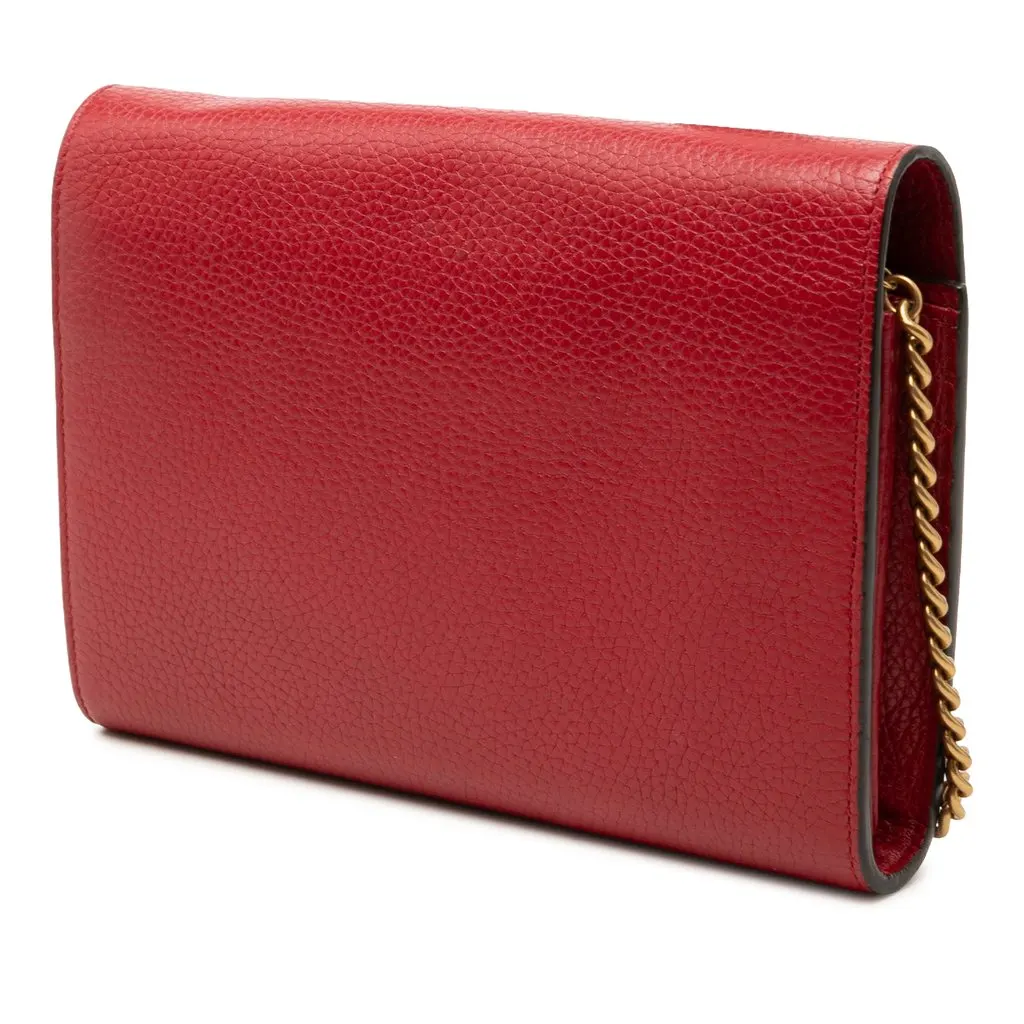Gucci GG Marmont Calfskin Wallet on Chain Red Leather Very good - Back View