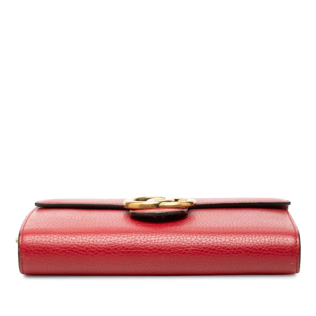 Gucci GG Marmont Calfskin Wallet on Chain Red Leather Very good - Inside View