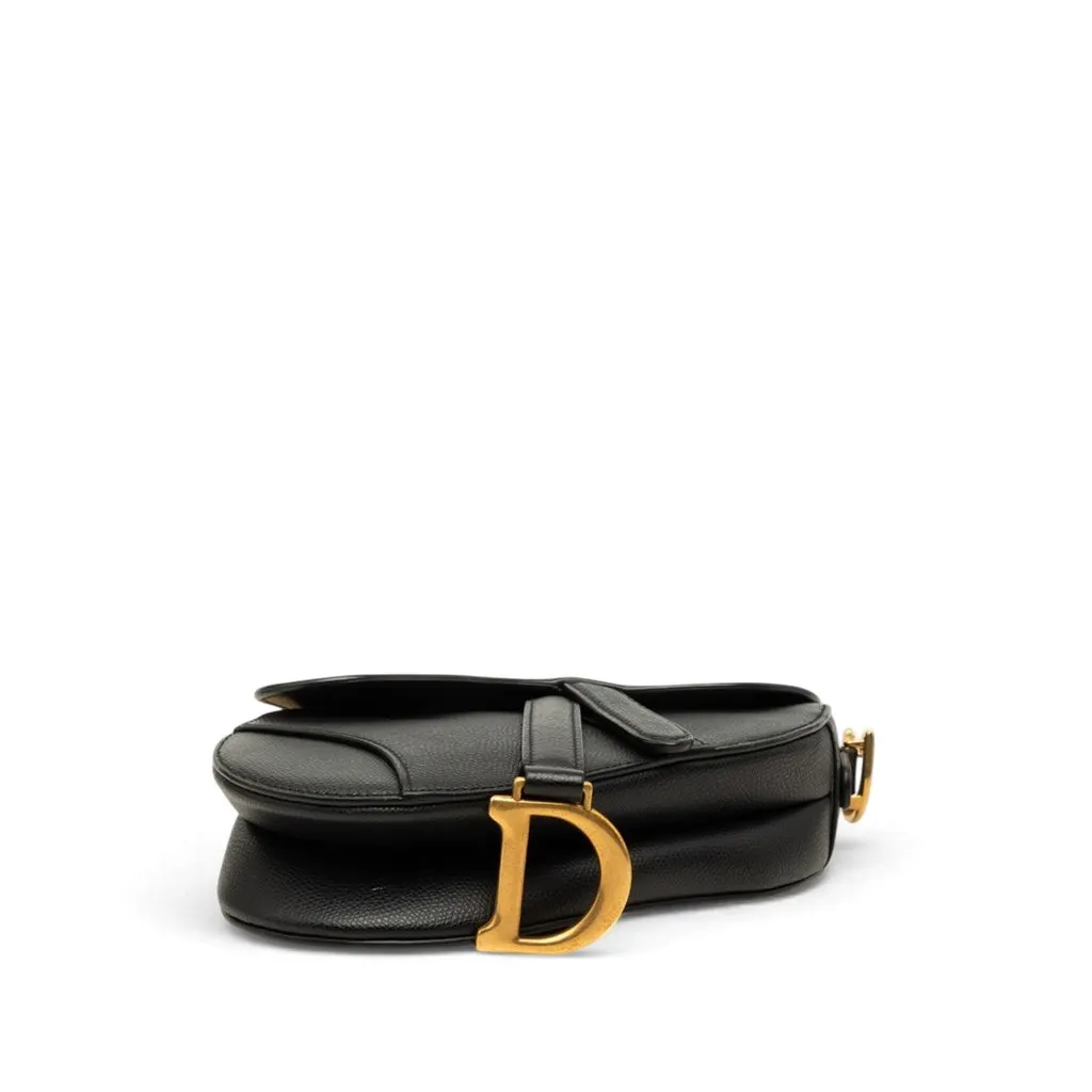 Dior Mini Grained Calfskin Saddle Bag Black Leather Very good - Inside View