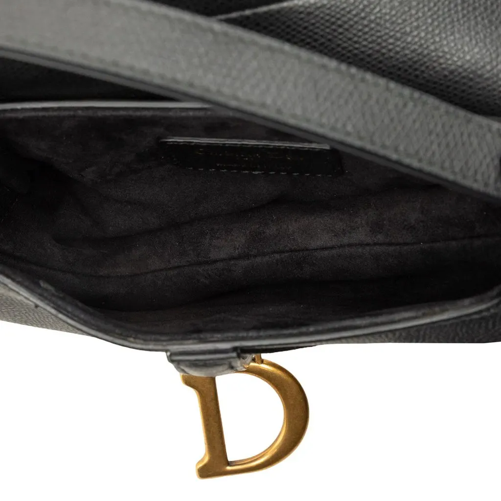 Dior Mini Grained Calfskin Saddle Bag Black Leather Very good - Model View