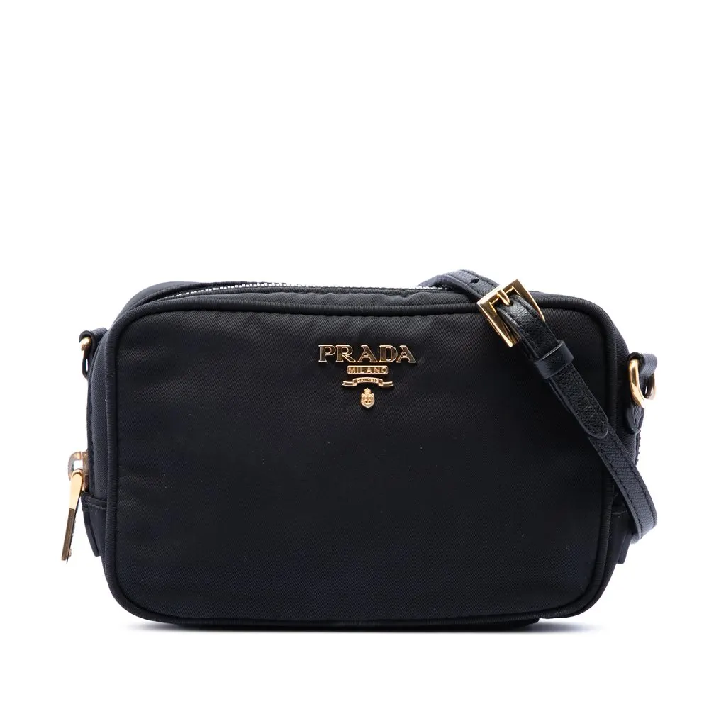 Prada Mini Tessuto Camera Bag Black Very good - Front View