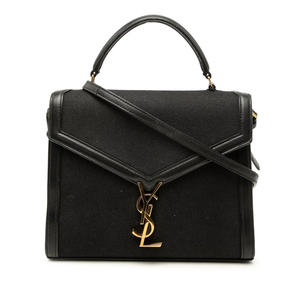 Saint Laurent Medium Canvas Cassandra Top Handle Bag Black Very good - Front View