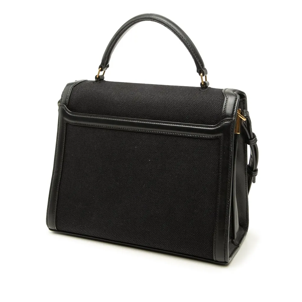 Saint Laurent Medium Canvas Cassandra Top Handle Bag Black Very good - Back View