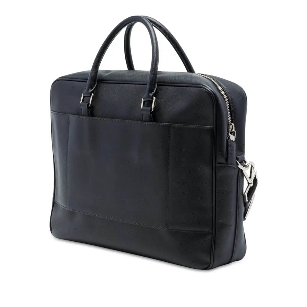 Prada Saffiano Briefcase Black Leather Very good - Back View