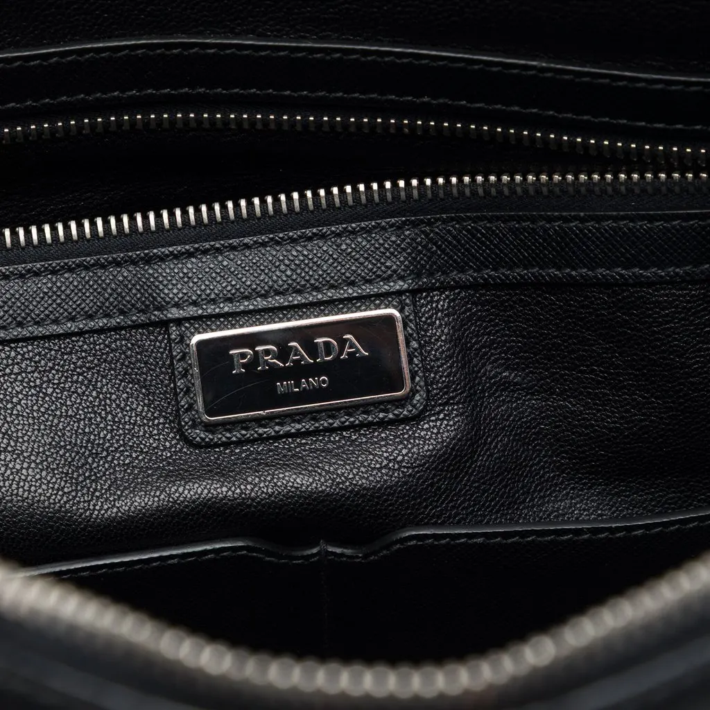 Prada Saffiano Briefcase Black Leather Very good - Box View