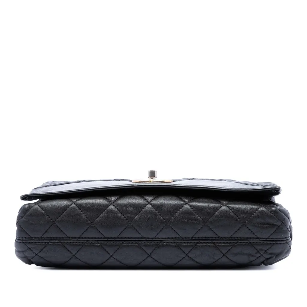 Chanel Medium Quilted Calfskin Soft Elegance Flap Black Leather Very good - Inside View