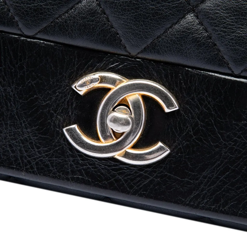 Chanel Medium Quilted Calfskin Soft Elegance Flap Black Leather Very good - Box View