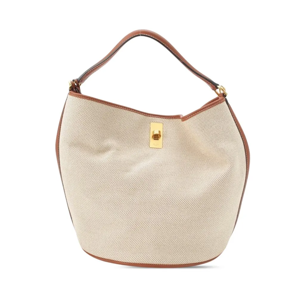 Celine Medium Canvas Bucket 16 Brown Very good - Front View