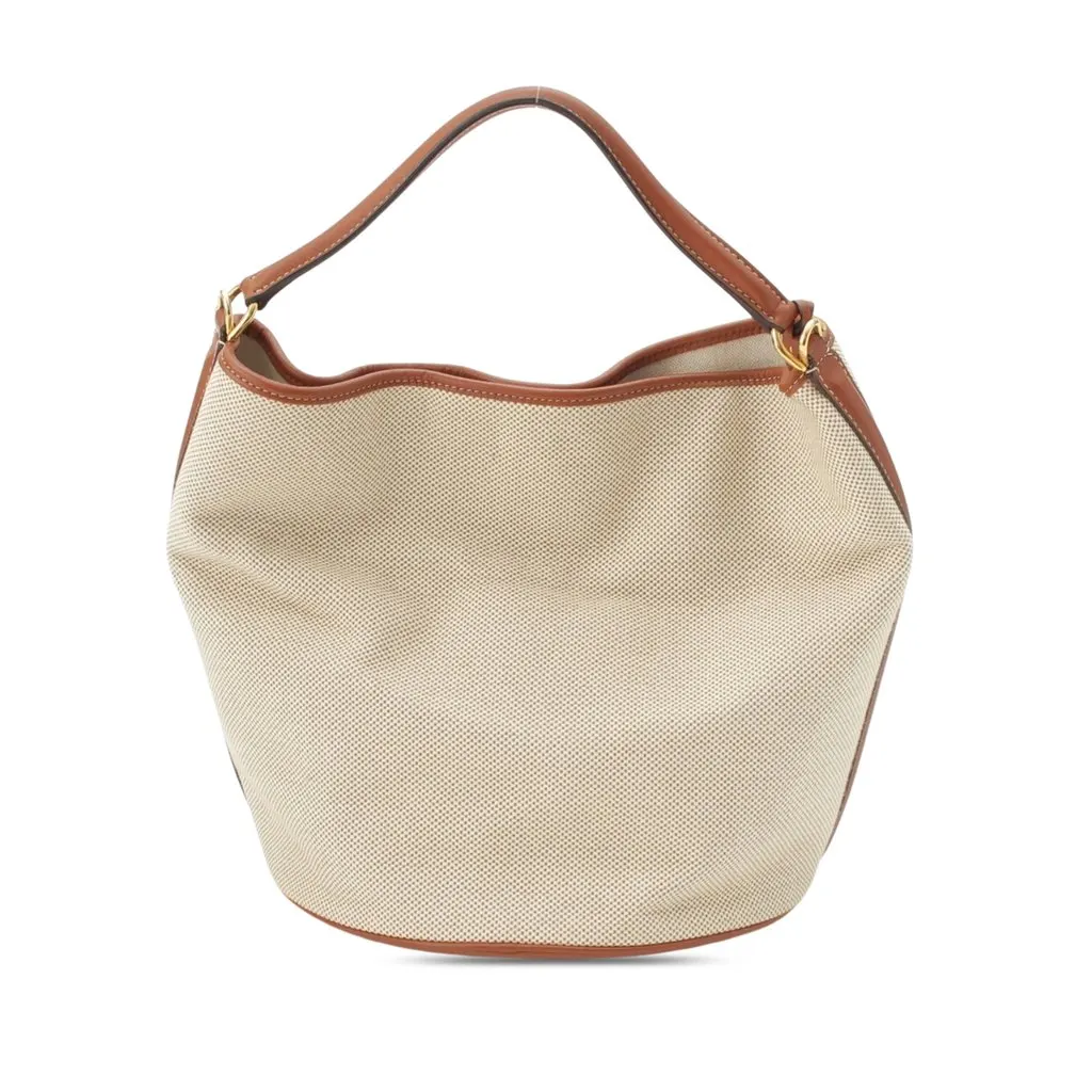 Celine Medium Canvas Bucket 16 Brown Very good - Back View