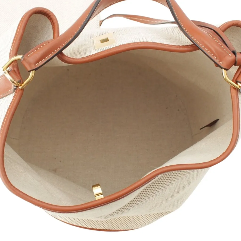Celine Medium Canvas Bucket 16 Brown Very good - Model View