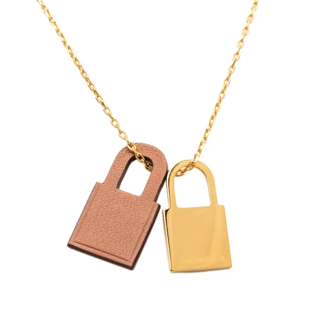 Hermès Gold Plated and Swift O Kelly Pendant Necklace Gold Metal Very good - Inside View