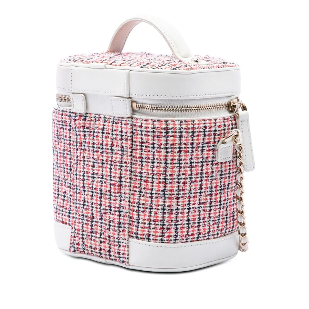 Chanel Tweed and Lambskin Vanity Cosmetic Case White Very good - Back View