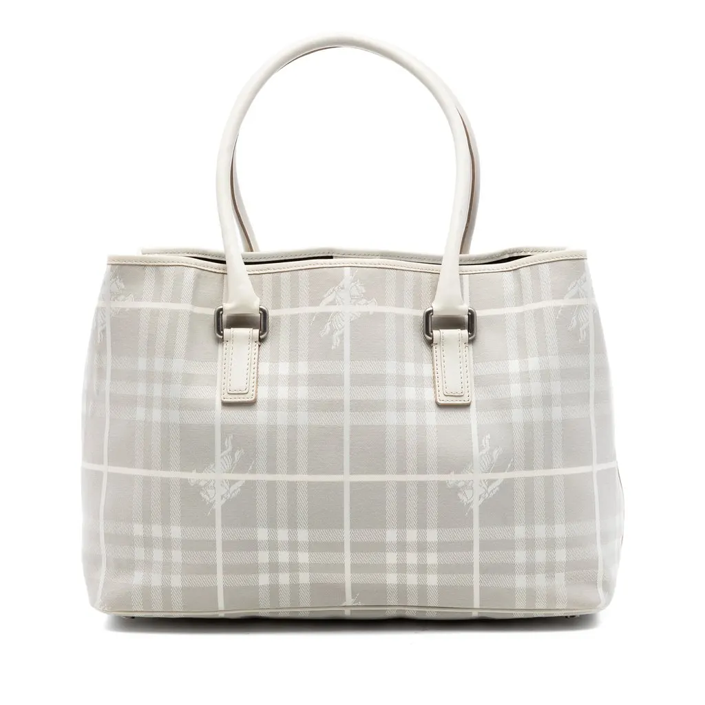 Burberry Haymarket Check Canvas Tote Beige Very good - Front View
