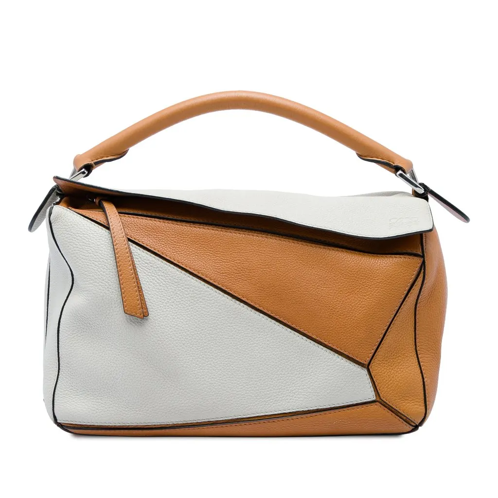Loewe Medium Bicolor Calfskin Puzzle Satchel Brown Leather Very good - Front View