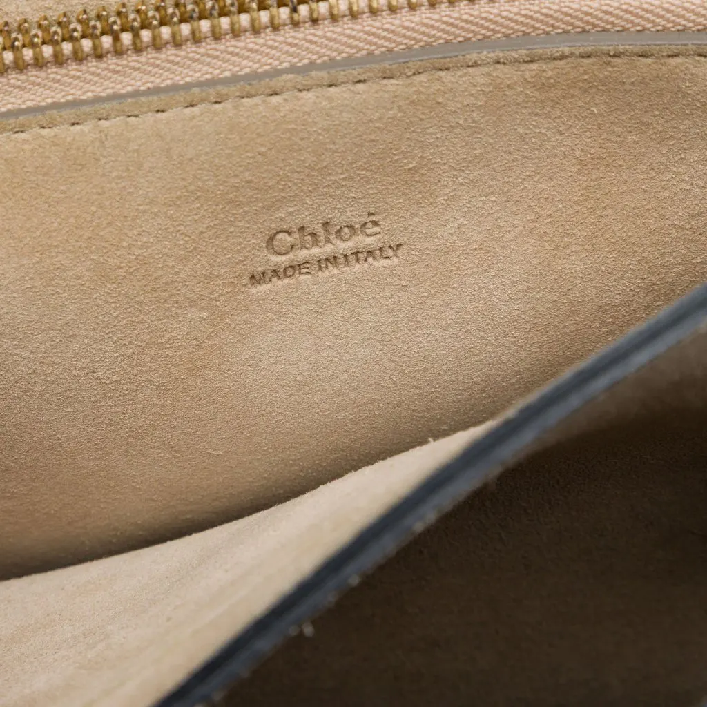 Chloé Medium Calfskin and Suede Faye Crossbody Blue Leather Good - Box View