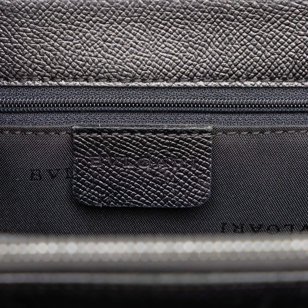Bvlgari Grained Calfskin Top Handle Bag Black Leather Good - Box View