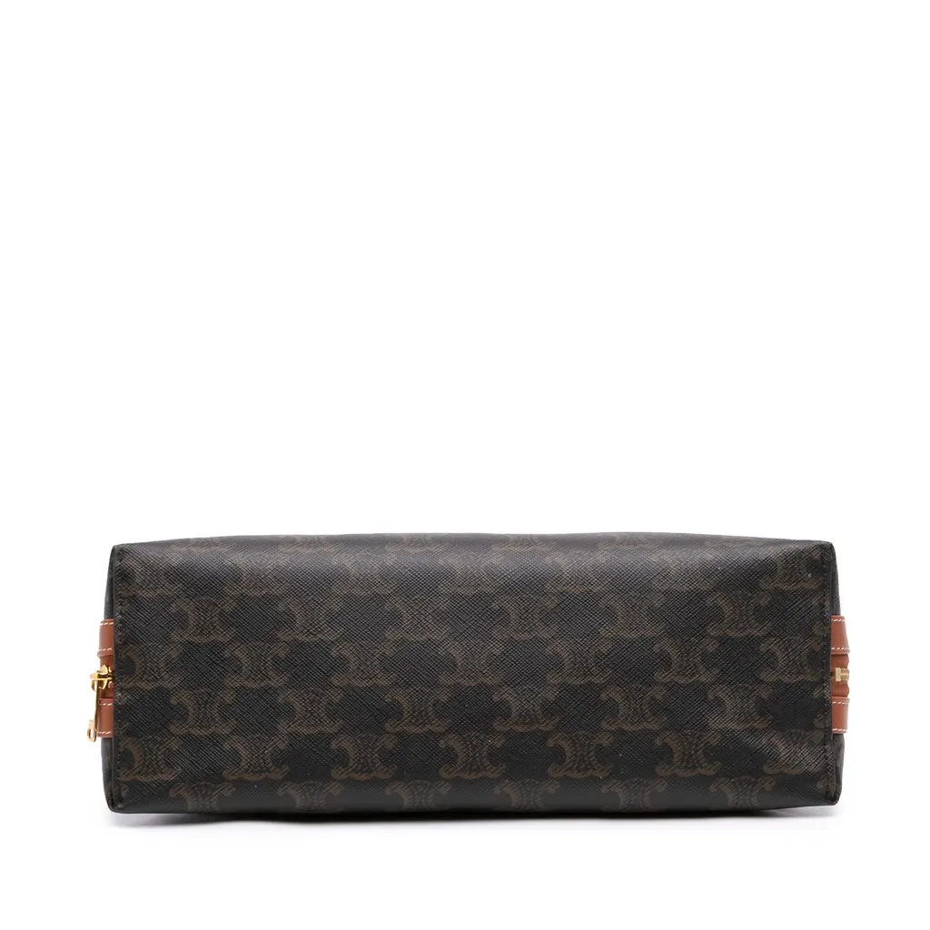 Celine Triomphe Coated Canvas Clutch Brown Canvas Good - Inside View
